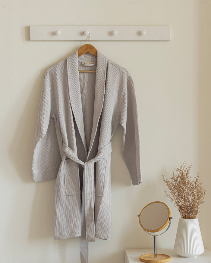 Mini Waffle Bathrobes Silver Mist - Texaura
