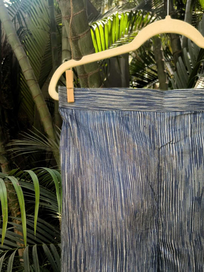 Siona Dark Blue Pants- Handwoven Tussar Silk | Jhultaru