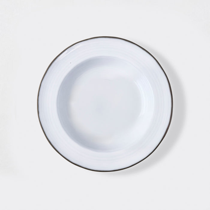 Smoke Grey Stoneware Soup Bowl, 8.5"Dia, with a dark rim and light grey glazed interior.