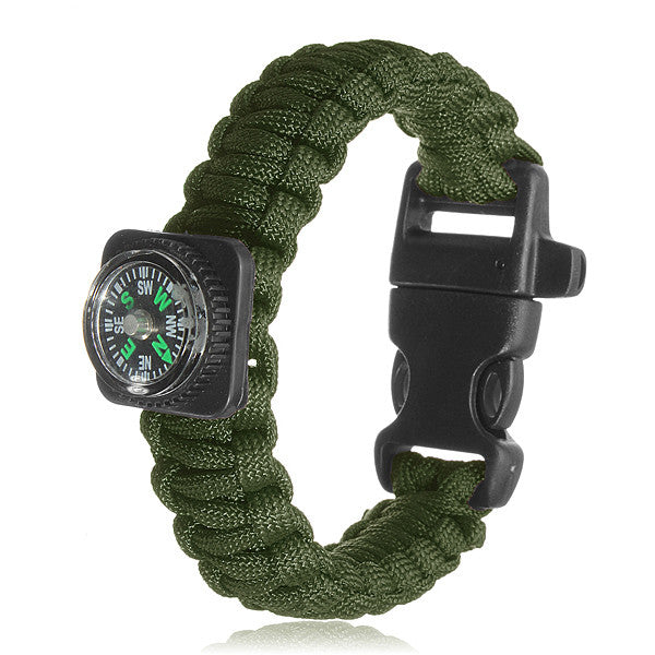 Tactical Paracord Outdoor Survival Bracelet Buckle Band Compass Whistle - GhillieSuitShop