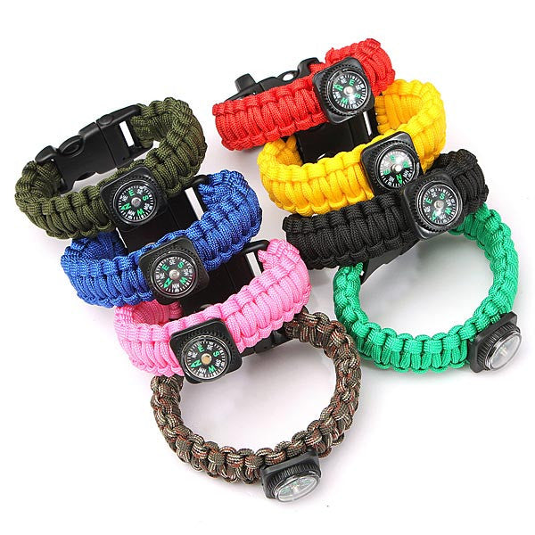 Tactical Paracord Outdoor Survival Bracelet Buckle Band Compass Whistle - GhillieSuitShop