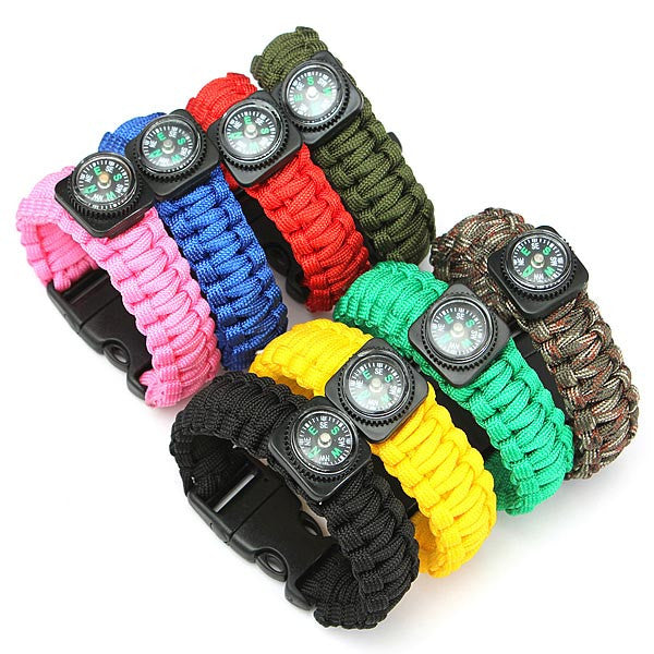 Tactical Paracord Outdoor Survival Bracelet Buckle Band Compass Whistle - GhillieSuitShop