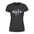 Apparel XS / Black Personalized Shirt - Tearing - Thin Blue Line Flag - Standard Women's T-shirt