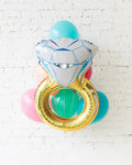 Tropical Time - DIamond Ring Foil and 11in Balloons - bouquet of 7