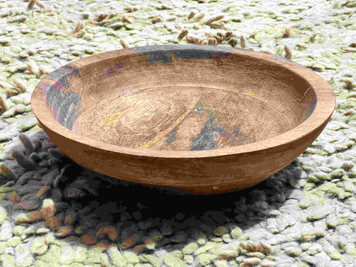 Wooden Mango Bowl - 6.5 Inch Diameter x 2.5 Inch Height. Natural Tone