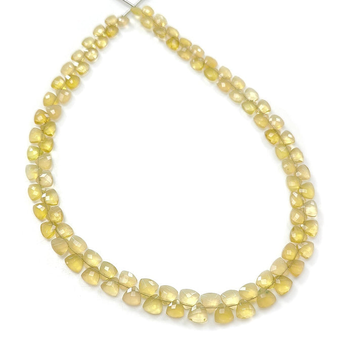 Yellow Opal Faceted Loose Beads: 32.00cts Natural Untreated Opal Gemstone Trillion Shape Both Side Cut Beads 4mm - 6mm 11" Strand